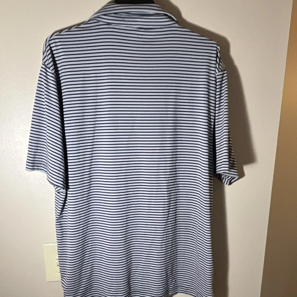 PGA TOUR Men's XL Navy White Striped Lightweight Collared‎ Golf Polo Shirt